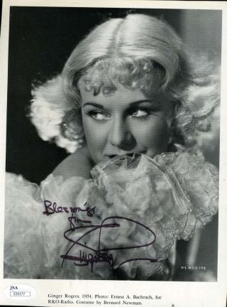 Ginger Rogers Jsa Autograph 7x9 Vintage Hand Signed Photo Authenticated