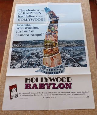 Hollywood Babylon Movie Poster,  Folded,  One Sheet,  Year 1972,  U.  S.  A.