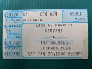 Nirvana 1990 Ticket Stub Melvins Sub Pop Kurt Cobain