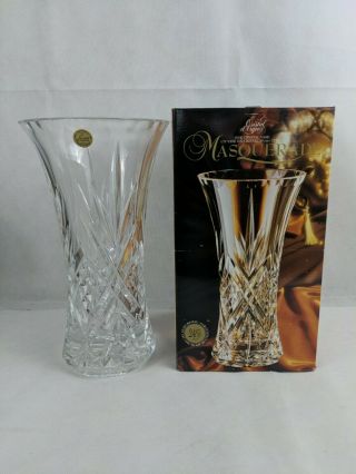 Masquerade 24 Lead Clear Crystal Large Flower Vase 11 3/4 " - Vintage