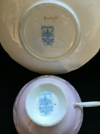 Antique Paragon Fortune Telling Teacup and Saucer Set in PINK c.  1935 3