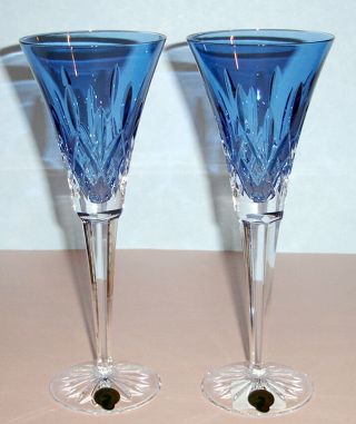 Waterford Lismore Sapphire Crystal Toasting Flute Set Of 2 151335