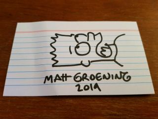 Matt Groening Autographed Card (with Bart Simpson Drawing).