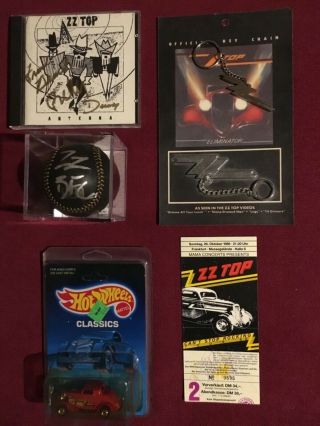 Zz Top / 3 Different Autographs / Signed Items / As A Very Rare Set / Psa Dna