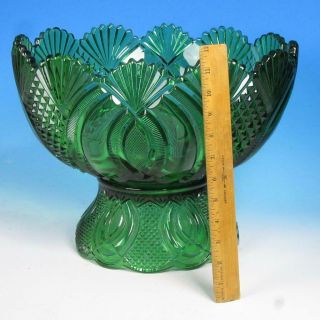 Eapg Pattern Glass - Green Mckee Hickman - Large 15 " Punch Bowl With Base