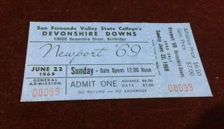 Newport 69 Concert Ticket Devonshire Downs For 6 - 22 - 69