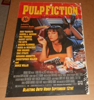 Pulp Fiction Poster Promo Home Video 40x26 John Travolta Rare