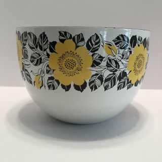Kaj Franck Arabia Of Finland Yellow Flowers Enamel Mixing Bowl Rare Mid Century