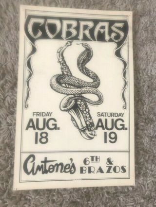 1978 The Cobras Antones Armadillo Concert Poster Austin Texas Wilkins