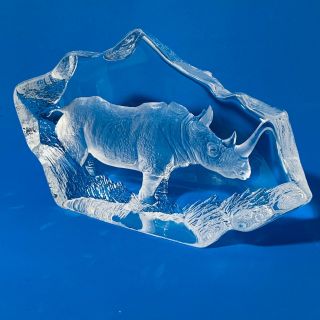 Mats Jonasson 8 " Ltd Ed Numbered Rhino Wildlife Of The Savannah Sweden Crystal