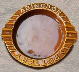 Vintage Mcm Advertising Ashtray: Abingdon Pottery Usa Art Deco Earth Tones