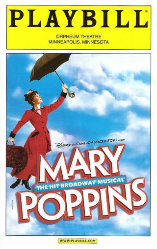 Mary Poppins Broadway Musical Orpheumtheatre Playbill Fridge Magnet 2.  5 X 3.  5 "