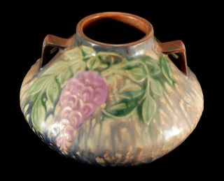 Fine Vintage Roseville Ohio American Art Pottery Vase Blue Wisteria Shape 629 - 4