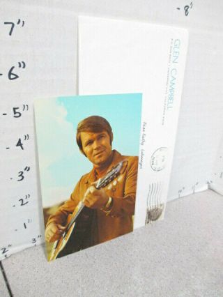Glen Campbell 1969 Cbs Tv Studio Show Promo Photo Fan Club Guitar Postcard