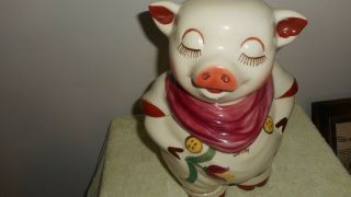 VINTAGE SHAWNEE POTTERY SMILEY PIG COOKIE JAR 12