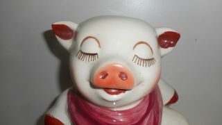 VINTAGE SHAWNEE POTTERY SMILEY PIG COOKIE JAR 3