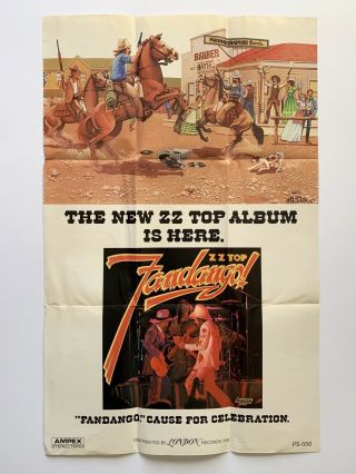 Rare 1975 Zz Top Fandango Promo Poster London Ampex Concert Tour