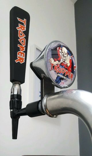 Iron Maiden Trooper Beer Bar Font Led Fish Eye Lens.  Trooper Tap Handle