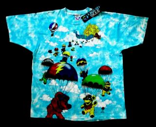 Grateful Dead Shirt T Shirt Vintage 1993 Skydiving Parachute Bear Tie Dye Gdm L