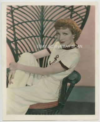 Claudette Colbert Vintage Dbl Wt Colorized Portrait Photo