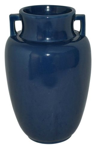 Roseville Pottery Rosecraft Colors Blue Handled Vase 351 - 10