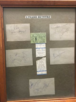 Lynard Snynyrd Autographs And 1975 & 1988 Show Tickets Framed