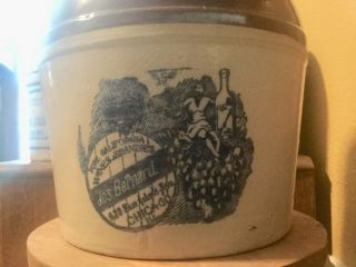 Red Wing Stoneware antique advertising whiskey jug.  Jos.  Bernard,  Chicago 8