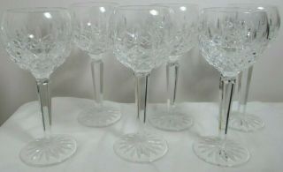 (set Of 6) Waterford Crystal Lismore 7 1/2 " Wine Hocks 6 Oz Goblets Glasses