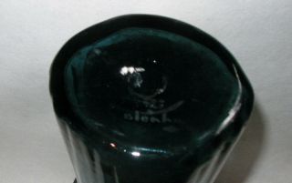 Blenko Art Glass Aqua Pitcher Ribbed Signed 14 
