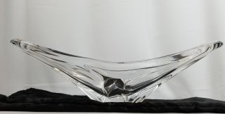 Daum France Large 25.  5 " Crystal Elongated Contemporary Centerpiece Bowl Signed