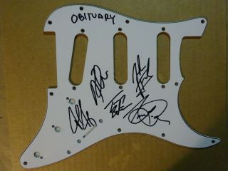Autographed Obituary Signed Guitar Pick Guard Death Metal Band - All 5 Members