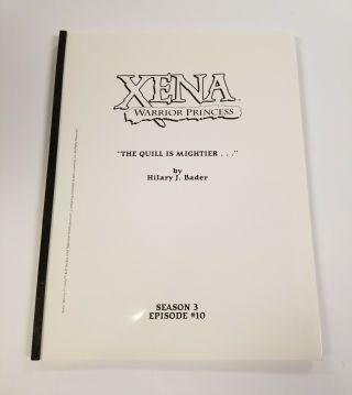 Xena Script - " The Quill Is Mightier.  ",  Season 3,  Episode 10.  With Photo