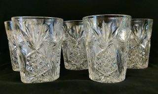 Set 5 ANTIQUE ABP CUT GLASS AMERICAN BRILLIANT PERIOD Tumblers Dandelion,  Bonus 2