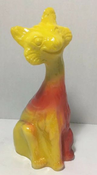 11 " Fenton Alley Cat Glass Mosser Made Tie Dye Airbrush One Of A Kind