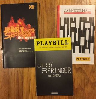 Jerry Springer The Opera - 3 Playbills From London,  Carnegie Hall & Off - Broadway