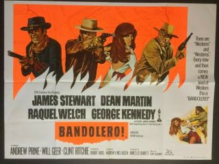 Bandolero - Cinema Uk Quad Movie Poster 1968 James Stewart Raquel Welch