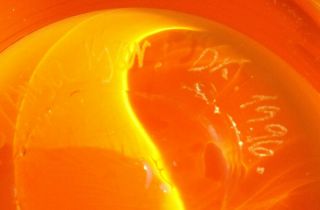 Large Orange Studio Art Glass Vase by Darryle Hinz & Anja Kjær,  Denmark,  Signed 4