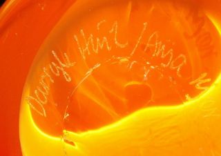 Large Orange Studio Art Glass Vase by Darryle Hinz & Anja Kjær,  Denmark,  Signed 5