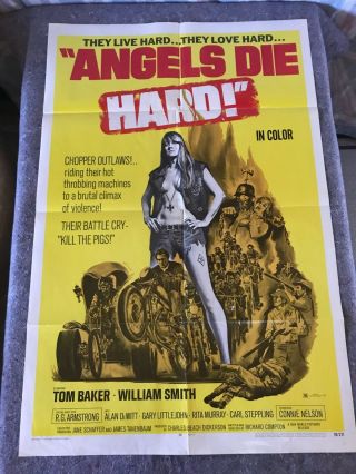 Angels Die Hard 1970 Orig.  1 Sheet Movie Poster 27 " X41 " (fine, ) Biker Thriller