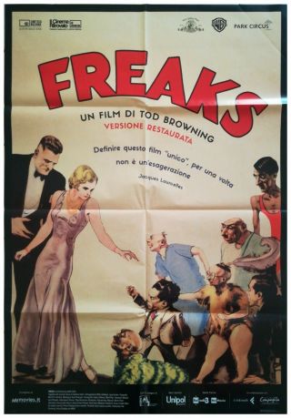 Freaks Movie Poster 39x55 " 2sh Italian Tod Browning Old Circus