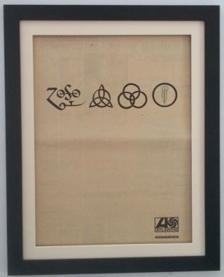 Led Zeppelin Symbols 1971 Rare Poster Ad Quality Framed Fast World Ship