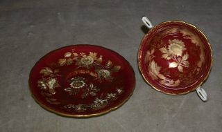 BEST SET OF 4 WEDGWOOD RUBY TONQUIN CREAM SOUP BOWLS W/SAUCERS 6