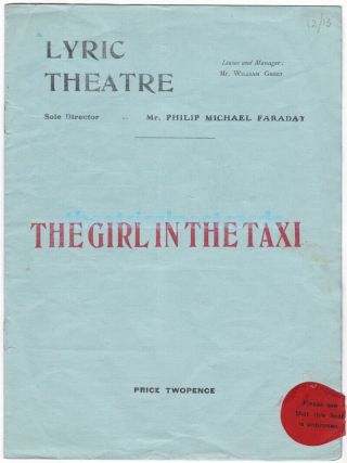 The Girl In The Taxi.  Amy Augarde And Arthur Playfair.  Lyric Theatre Programme