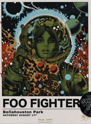 Foo Fighters Poster Bellahouston Park Signed Numbered And Embossed Glasgow