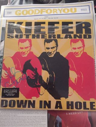 Authentic Kiefer Sutherland Signed Vinyl Lp Album Down In A Hole Proof W/coa