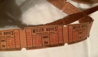 Rare 1920s Miller Movies Theater Tickets Stephenville Texas Tx 25 Cent Southwest