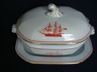 Spode RED TRADE WINDS Large Soup Tureen with Lid & 13 