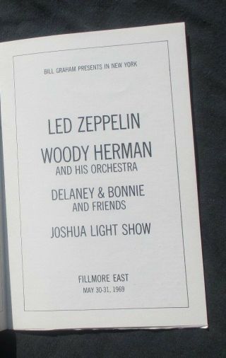 Fillmore East Program May 30 - 31 1969 Led Zeppelin - First Headlining Appearance