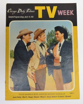 Rare Local Tv Guide Chicago Tribune Maverick Bart Beau & Hard To Find Brent 1961