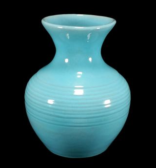 Vintage Turquoise Blue Ringed Catalina Island California Art Pottery 8.  25 " Vase
